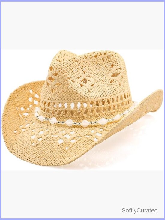 Straw Cowboy Hat with Shapeable Brim, Adjustable Band, Unisex main image 5